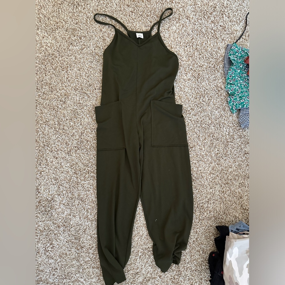 Army green pocket jumpsuit